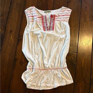 White Sleeveless Embroidered Peplum Top